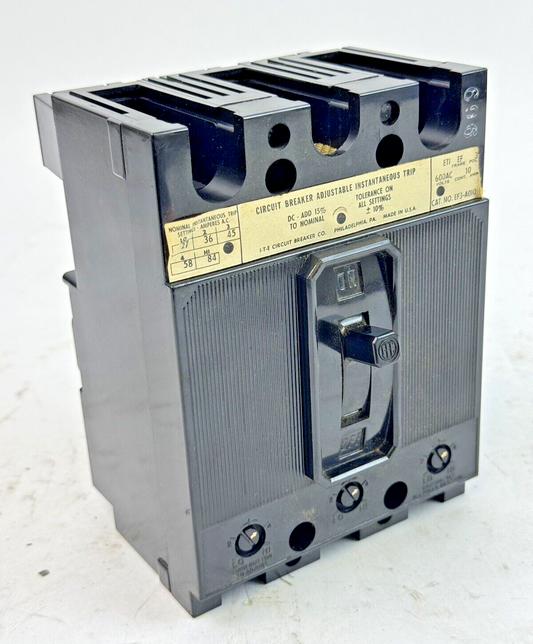 ITE / SIEMENS - EF3-A010 - MOLDED BREAKER W/ ADJ. TRIP - 3 POLE/10A/600 VAC