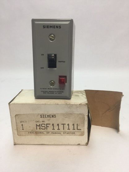 SIEMENS MSF11T11L FRACTIONAL HP MANUAL STARTER