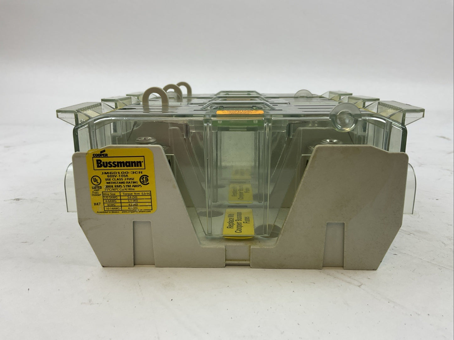 BUSSMANN JM60100-3CR FUSE HOLDER 600V 100A CVRI-J-60100 FUSE COVER