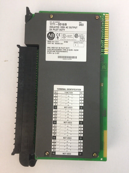 ALLEN BRADLEY 1771-0D16/B 120VAC OUTPUT 2A PILOT DUTY REV D03
