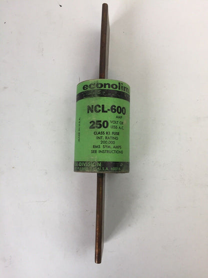 ECONOMY ECONOLIM NCL-600 CURRENT LIMITING FUSE 600A 250VAC CLASS RK1