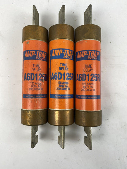 Gould Shawmut Amp-trap 2000 A6D125R 125A 600V Class RK1 Fuse "Lot of 3"