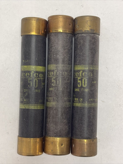 CEFCO OT50/600 ONE TIME FUSE 600V 50AMP (LOT OF 3)