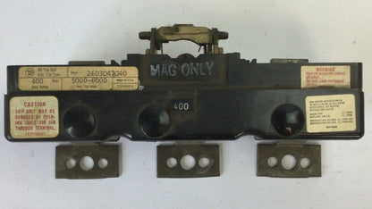 WESTINGHOUSE 2603D47G40 TRIP UNIT 400AMP 3POLE MAG TRIP ADJ 5000-6000A