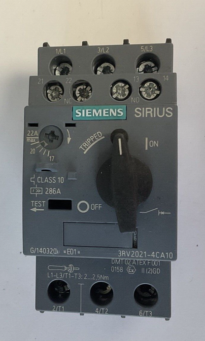SIEMENS 3RV2021-4CA10 MANUAL MOTOR STARTER