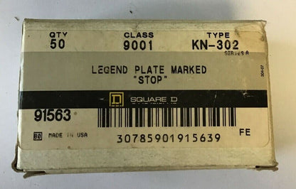 SQUARE D LEGEND PLATE "STOP" 9001 KN-302 ****LOTOF42****