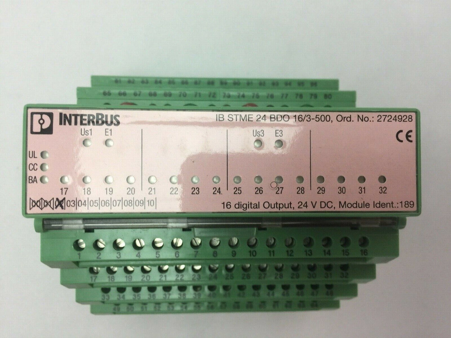 PHOENIX CONTACT IB ST24 BDO INTERBUS 16 DIGITAL OUTPUT 24VDC IB STME 24 BDO 16/3