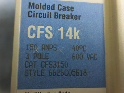 CHALLENGER CFS3150 MOLDED CASE CIRCUIT BREAKER CFS 14k - 150A 3-POLE FD3150