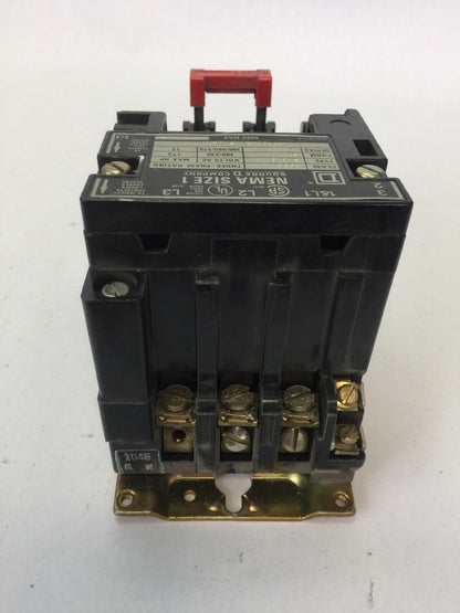 SQUARE D 8536 SBG2 SIZE 0 STARTER 600VAC 5HP 31041-400-42 COIL 120/110V 60/50HZ