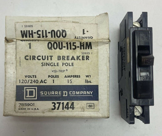 SQUARE D QOU-115-HM CIRCUIT BREAKER 15AMP 120/240VAC 1POLE SERIES 1