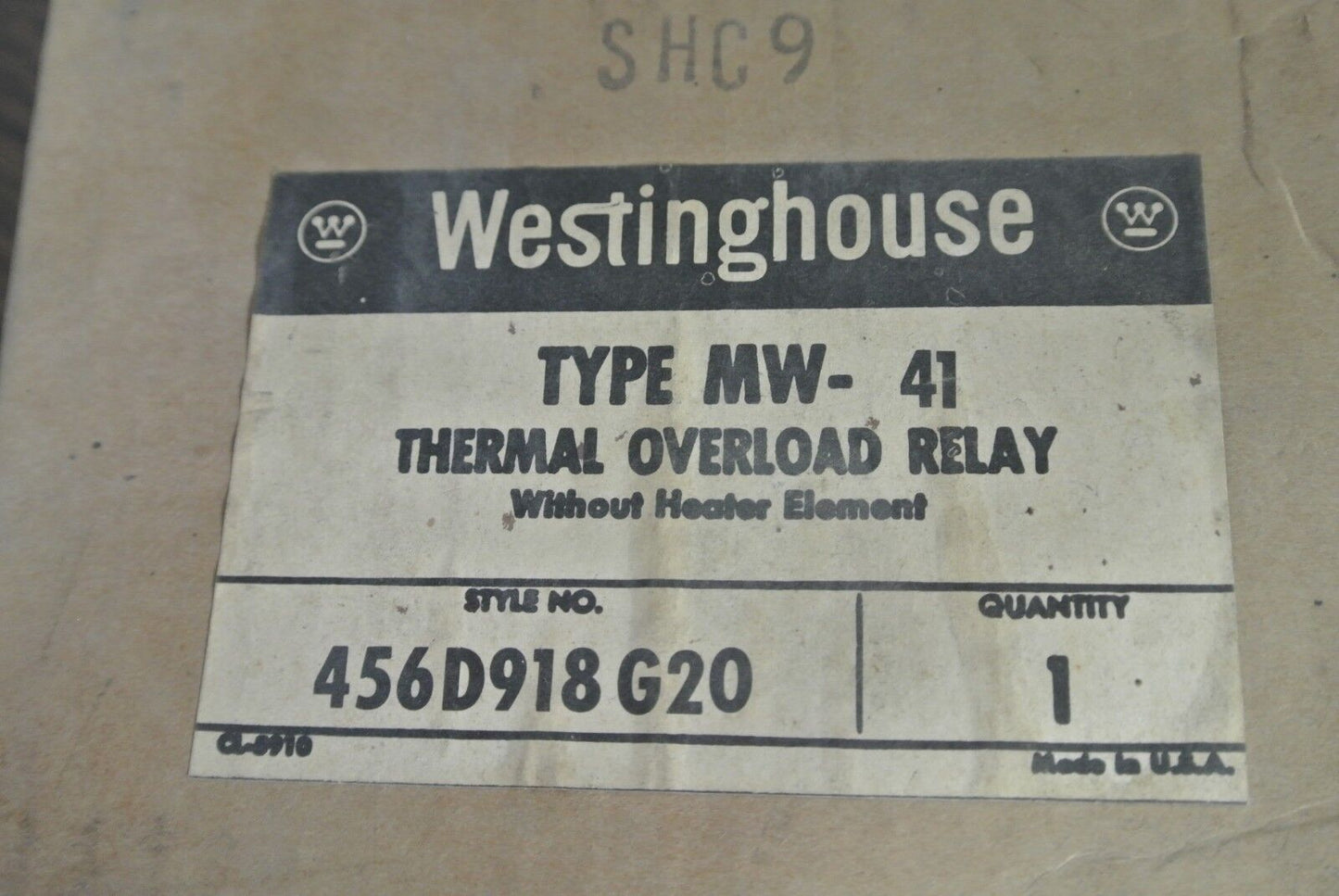 WESTINGHOUSE 456D918G20 / MW-41 THERMAL OVERLOAD RELAY - NEW SURPLUS