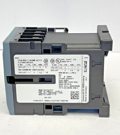 SIEMENS - 3RT2017-1BB42 -AUXILIARY CONTACT-AC-3e/AC-3,12A,5.5 kW/400V,3-p, 24VDC