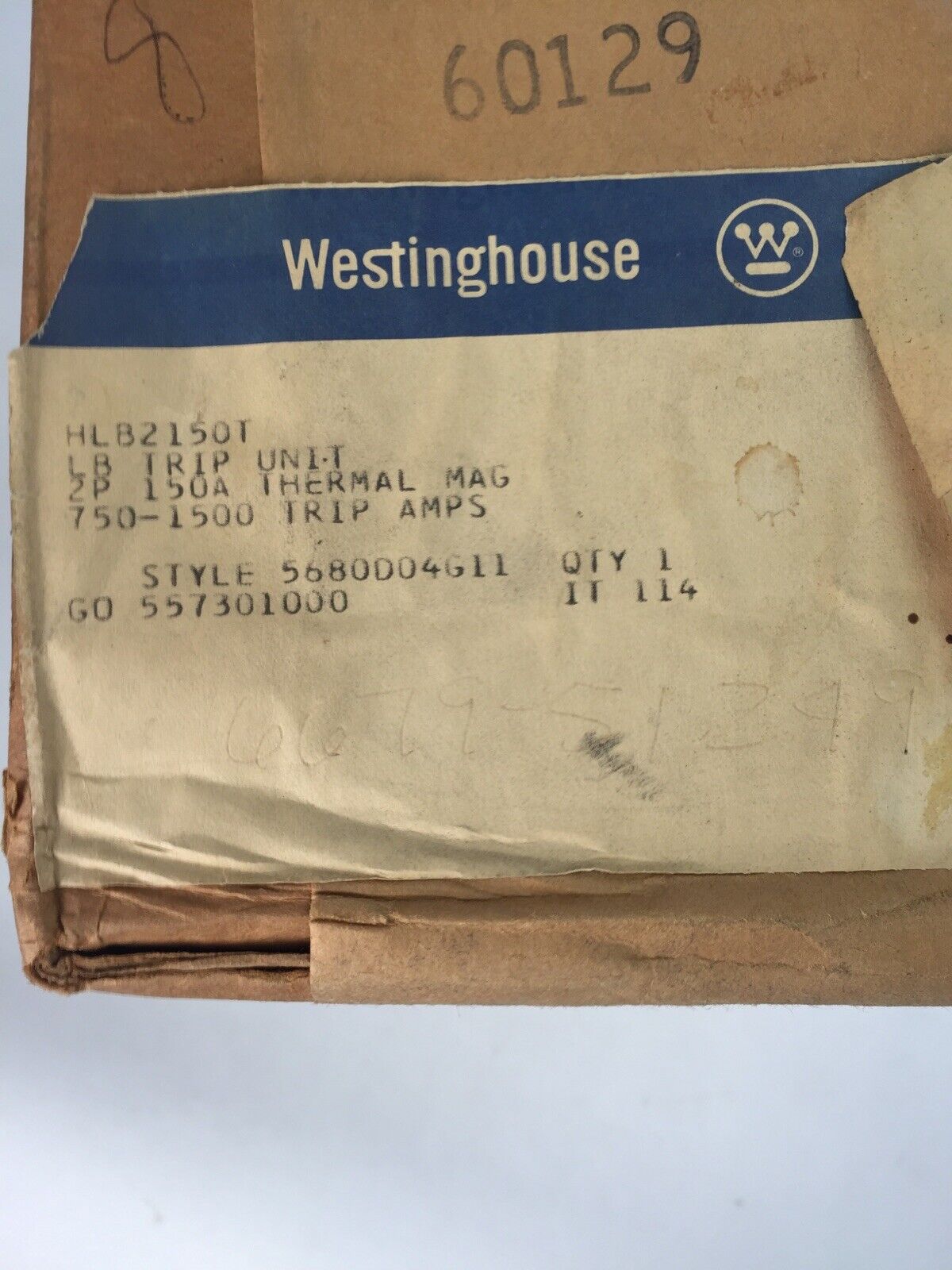 WESTINGHOUSE HLB2150T TRIP UNIT  2POLE 150AMP THERMAL TRIP 750-1500A INST. TRIP