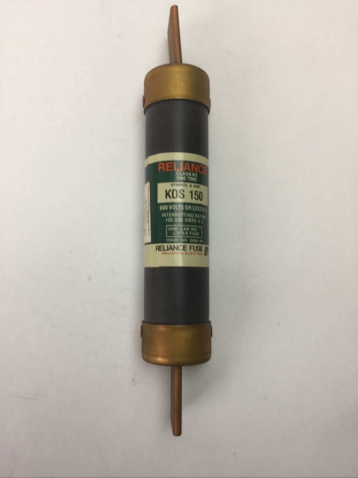 RELIANCE KOS150 CLASS K5 ONE TIME FUSE 150AMP 600VAC