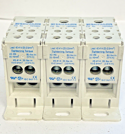 FERRAZ SHAWMUT *LOT OF 3* - FSPDB2C - POWER DISTRIBUTION BLOCK - 600VAC, 175A