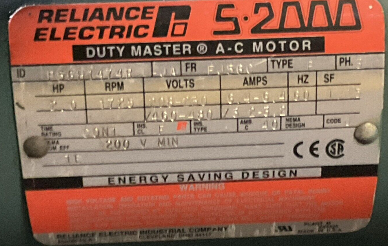 RELIANCE ELECTRIC P56H1474R-JA AC MOTOR 10286813-QLR GEAR MOTOR A52A0727