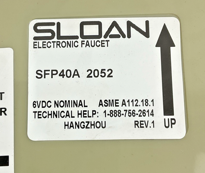 SLOAN SFP40A CONTROL MODULE REV. 1 6VDC