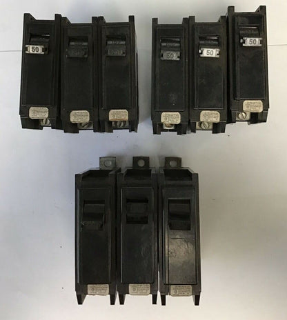 SYLVANIA BQ1C050 CIRCUIT BREAKER 50A 1POLE 120/240VAC***LOTOF9***