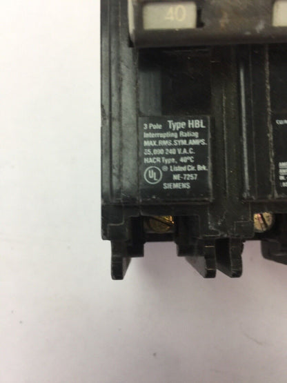 SIEMENS B340 CIRCUIT BREAKER 40A 240VAC 3 POLE