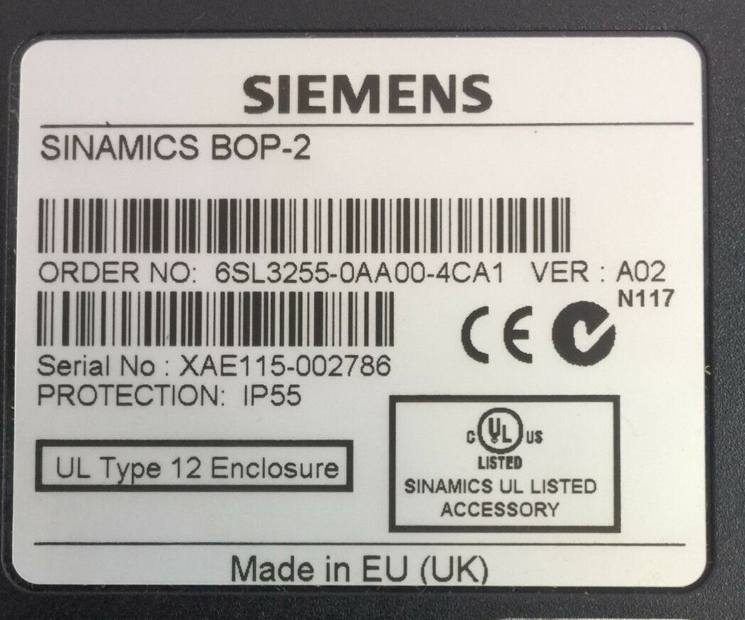 SIEMENS 6SL3210-1PE16-1UL1 POWER MODULE 6SL3244-0BB12-1PA1 SINAMICS BOP-2