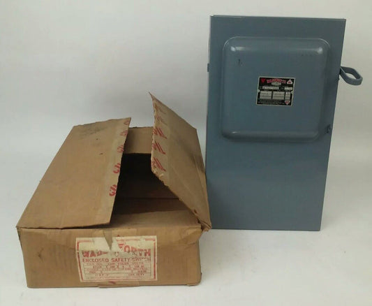 WADSWORTH 8713N FUSIBLE SAFETY SWITCH 3PH 4 WIRE 240VAC 100A 15HP