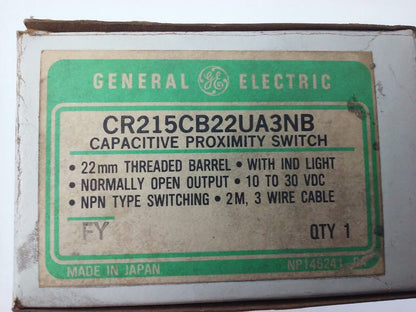 GENERAL ELECTRIC, CR215CB22UA3NB, CAPACITIVE PROXIMITY SWITCH, 2M, 3 WIRE, NEW