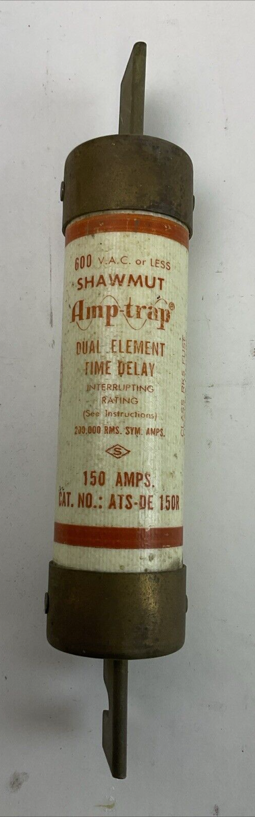 SHAWMUT AMP-TRAP ATS-DE 150R DUAL-ELEMENT TIME DELAY FUSE 600VAC 150AMP