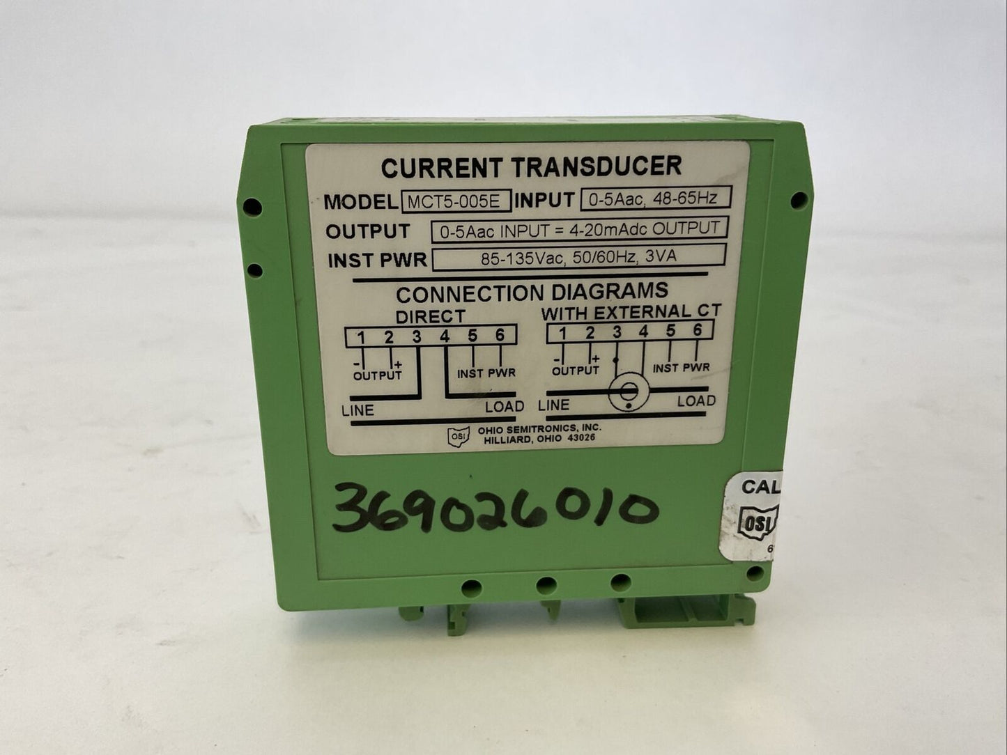 PHOENIX CONTACTS MCT5-005E CURRENT TRANSDUCER OUTPUT 0-Aac INPUT=4-20mAdc OUTPUT