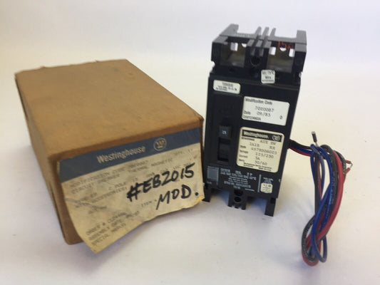 WESTINGHOUSE EB2015 CIRCUIT BREAKER 15AMP 2POLE 240VAC 125/250VDC 4990D03G18