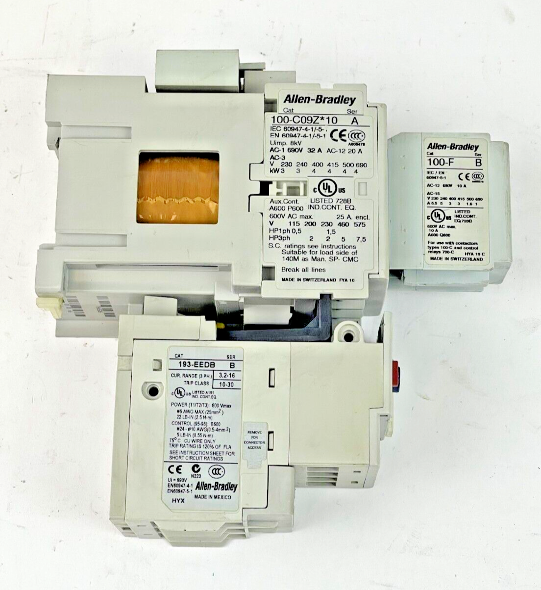 ALLEN BRADLEY -193-EEDB SER. B - 100-C09Z*10 A 25V -100-F B - 100-FSD250 A COMBO