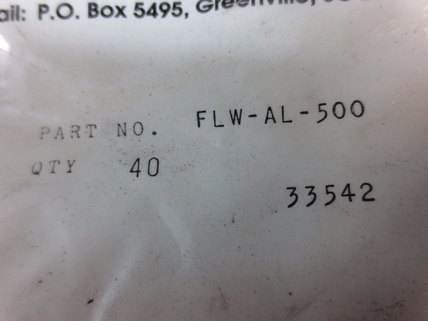 JAMES C. WHITE FLW-AL-500 ALUMINUM WASHERS for TUBETRACK 33913 LOT of 40 NEW