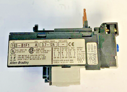 ALLEN BRADLEY 193-B1F1 OVERLOAD RELAY SER.A 3.7-12A
