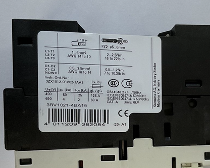 SIEMENS 3RV1021-4BA16 CIRCUIT BREAKER 20A 50/60HZ