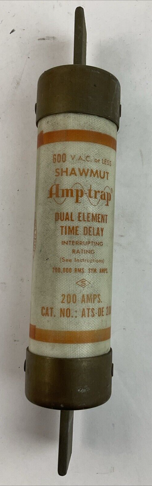 SHAWMUT AMP-TRAP ATS-DE 200 DUAL-ELEMENT TIME DELAY FUSE 600VAC 200AMP