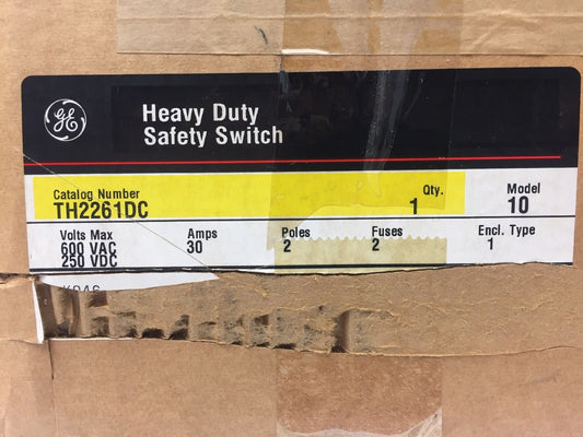 GE TH2261DC HEAVY DUTY SAFETY SWITCH 600 MAX VAC 250 MAX VDC 30 AMPS 2 POLES