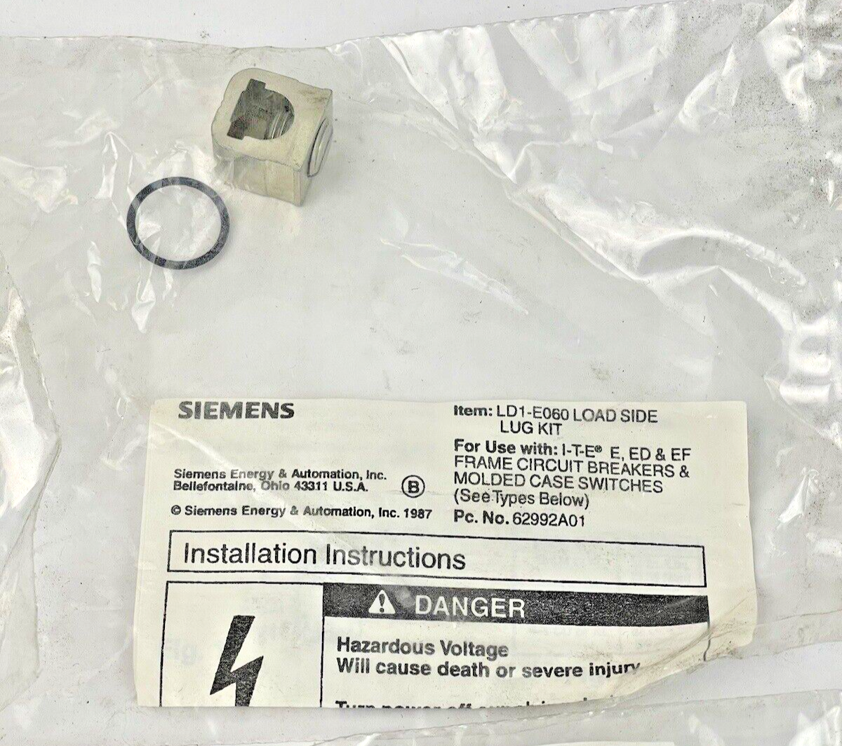 SIEMENS **LOT OF 3*** - LD1-E060 - LOAD SIDE LUG KIT - NEW