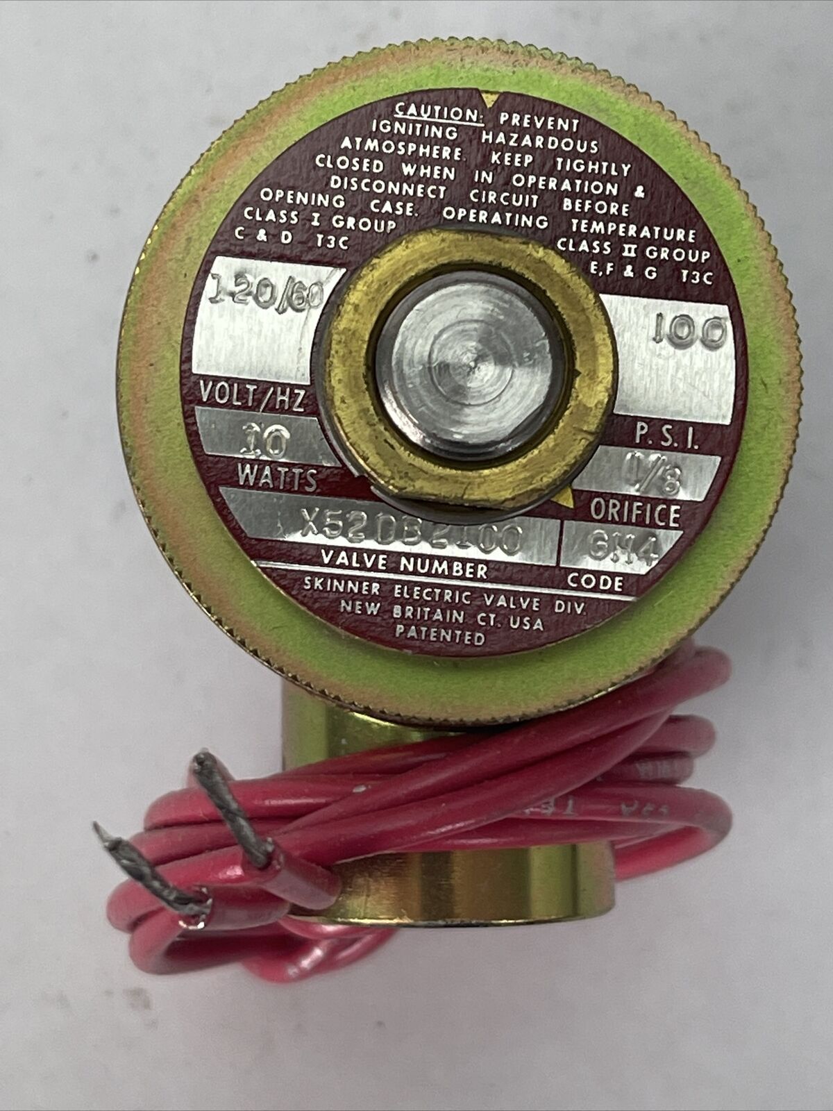 SKINNER X52DB2100 V5, X5, Q5 SERIES SOLENOID VALVE 100PSI 120V 60HZ 10WATTS