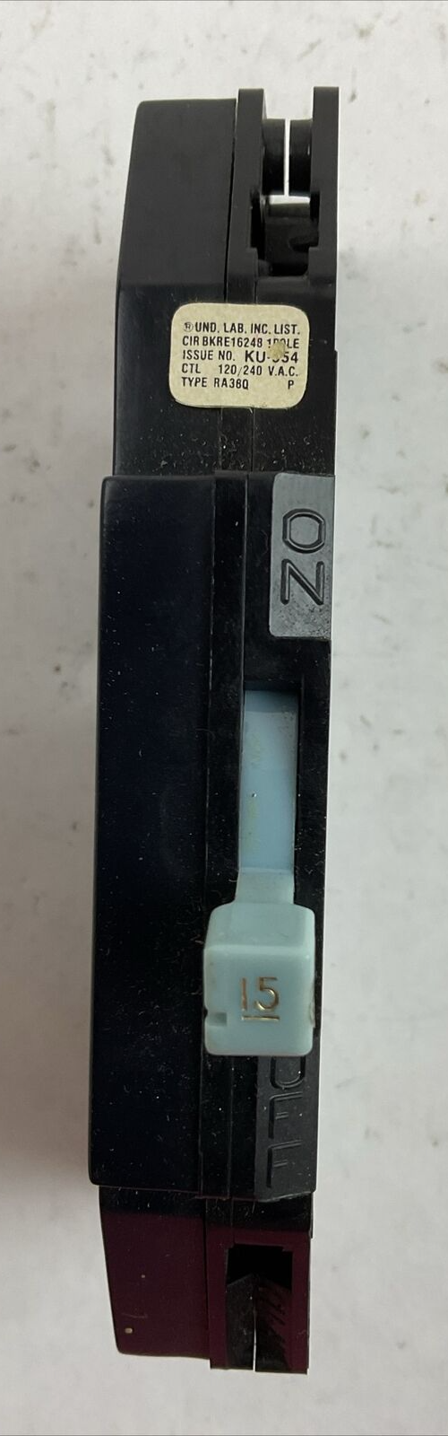 GTE SYLVANIA ZINSCO RA38QAL-15 QR LINE CIRCUIT BREAKER 15AMP 120/240VAC 1POLE