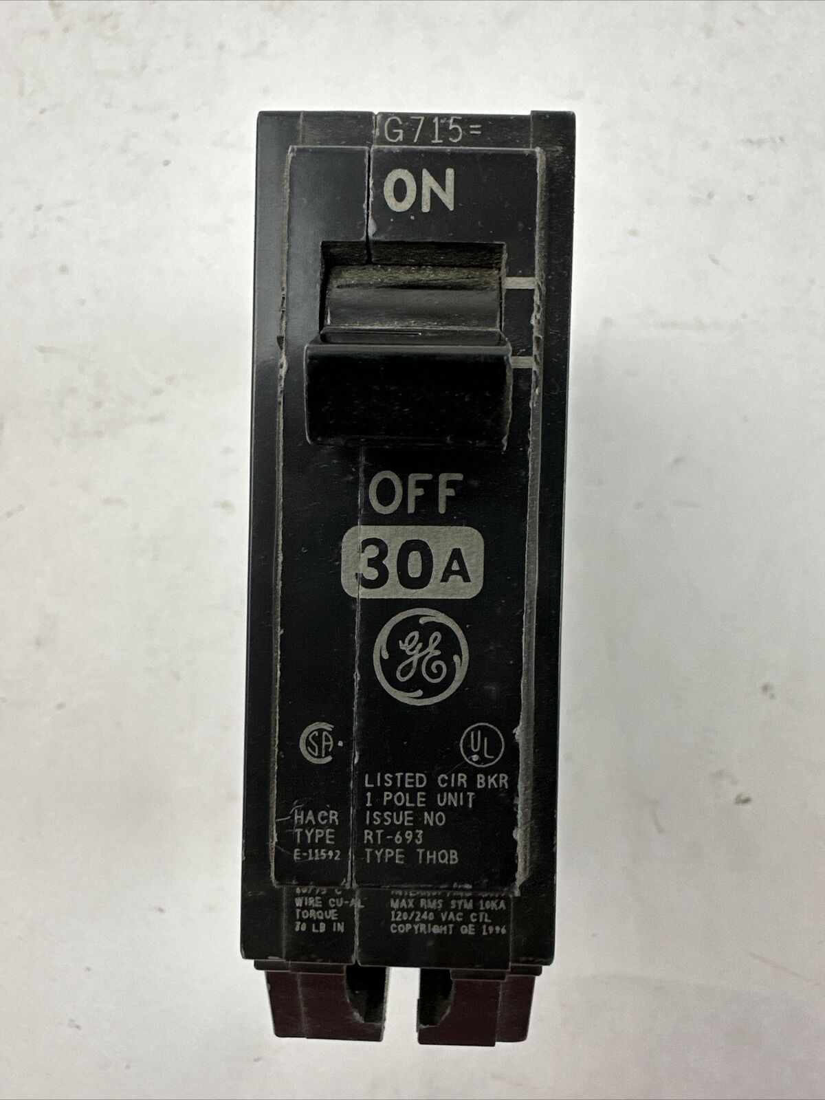 GE THQB130 CIRCUIT BREAKER 30AMP 1POLE 120/240VAC