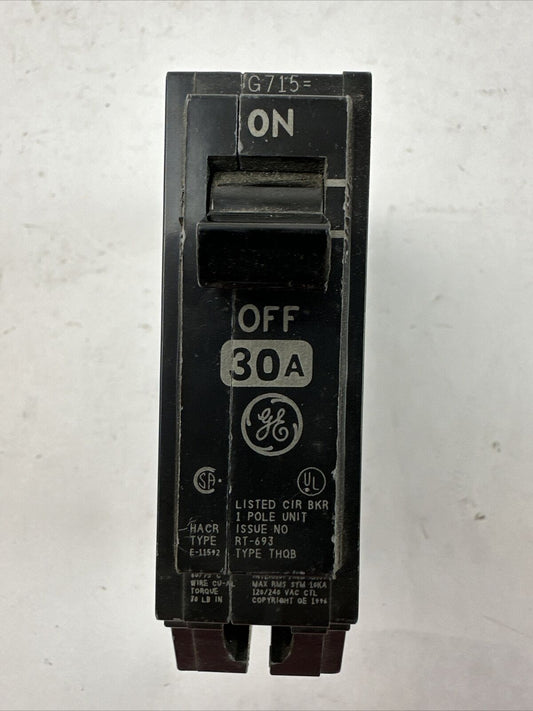 GE THQB130 CIRCUIT BREAKER 30AMP 1POLE 120/240VAC