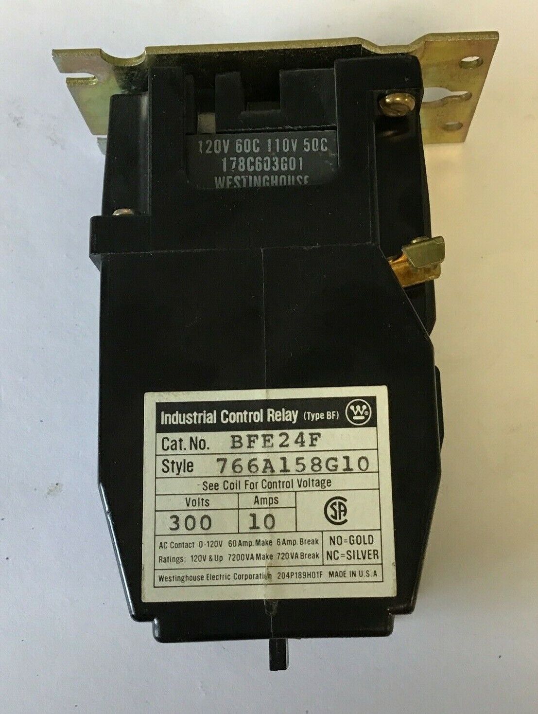 WESTINGHOUSE BFE24F CONTROL RELAY 10AMP 300V TYPE BF