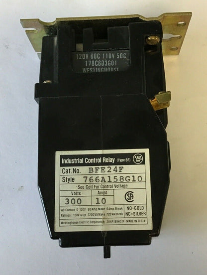 WESTINGHOUSE BFE24F CONTROL RELAY 10AMP 300V TYPE BF