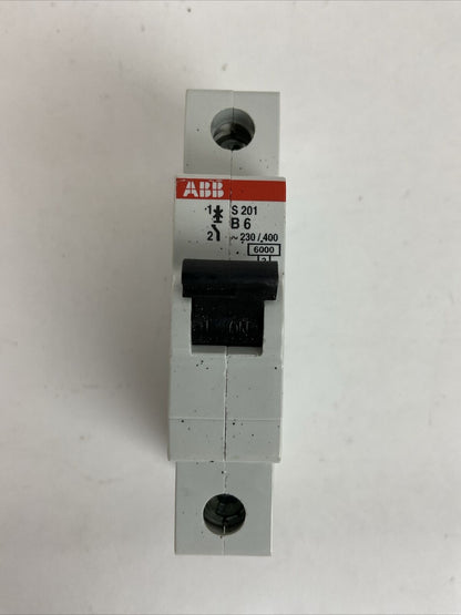ABB S 201 B 6 CIRCUIT BREAKER 6AMP 230/400VAC 1POLE 2CDS251001R0065 (LOT OF 5)