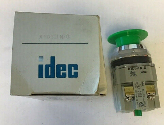 IDEC PUSH BUTTON AYD311N-G 120-600VAC 110-600VDC 10A GREEN