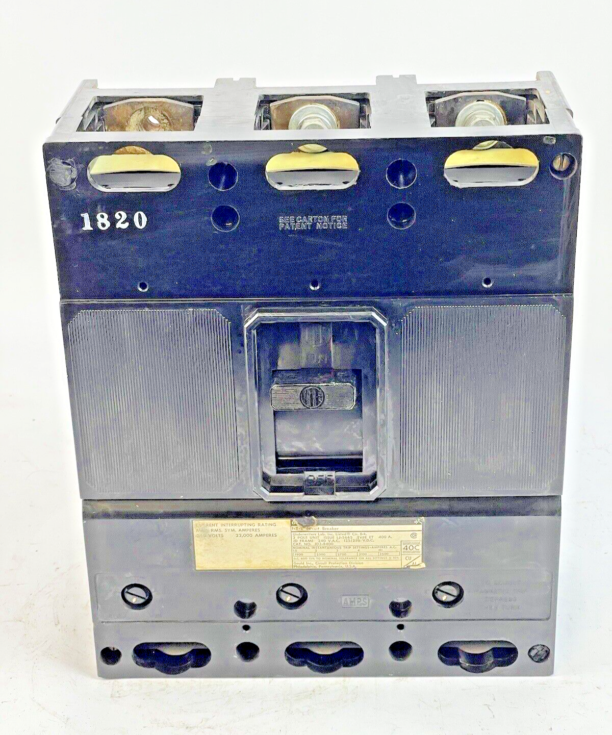 ITE / GOULD - JD3-B400 - CIRCUIT BREAKER -400 AMP, 240 VAC, 3 POLE