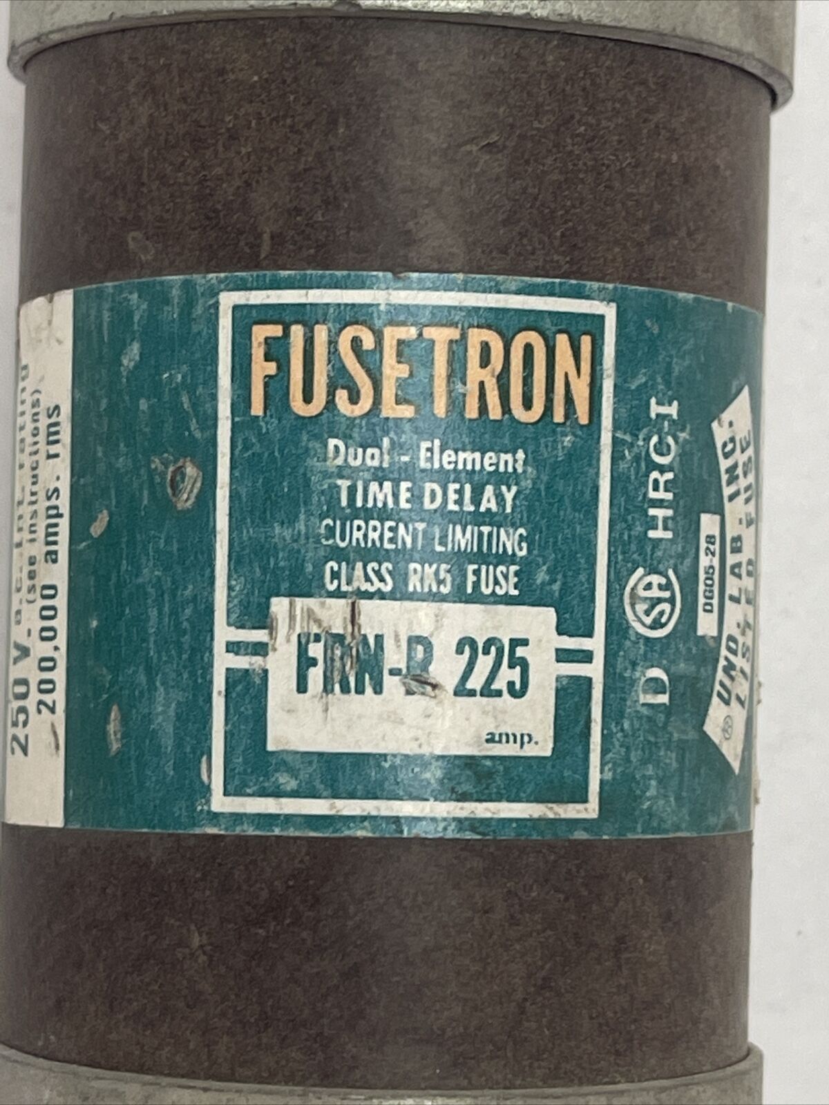 FUSETRON FRN-R-225 FUSETRON 225A 250VAC DUAL-ELEMENT TIME DELAY CLASS RK5 FUSE