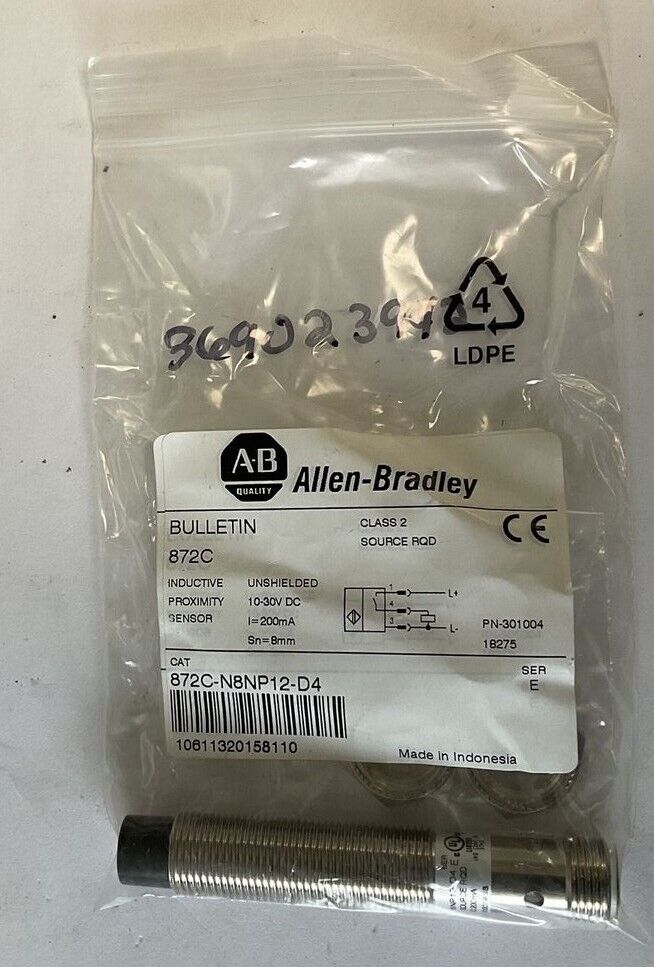 ALLEN BRADLEY 872C-N8NP12-D4 INDUCTIVE PROXIMITY SENSOR SER.E 30VDC