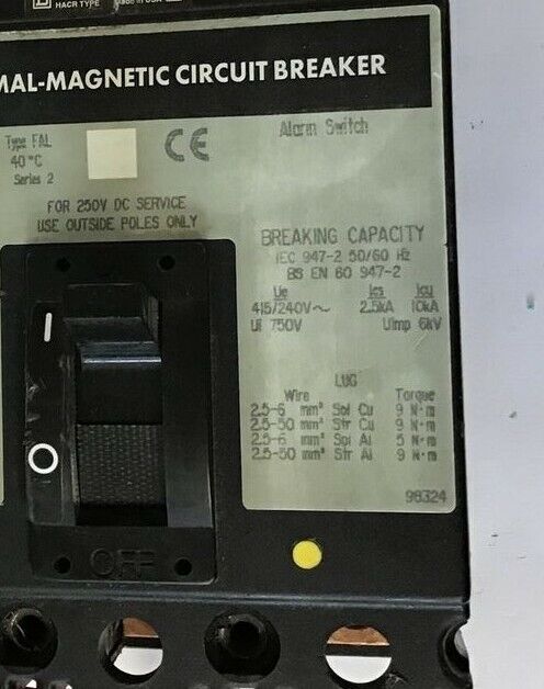 SQUARE D FHP360402100 CIRCUIT BREAKER 40A 600VAC 250VDC 3POLE