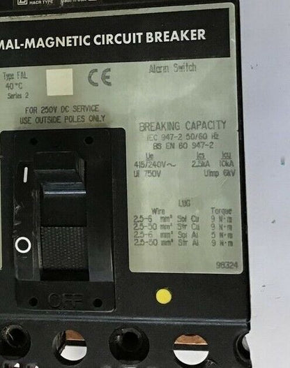 SQUARE D FHP360402100 CIRCUIT BREAKER 40A 600VAC 250VDC 3POLE