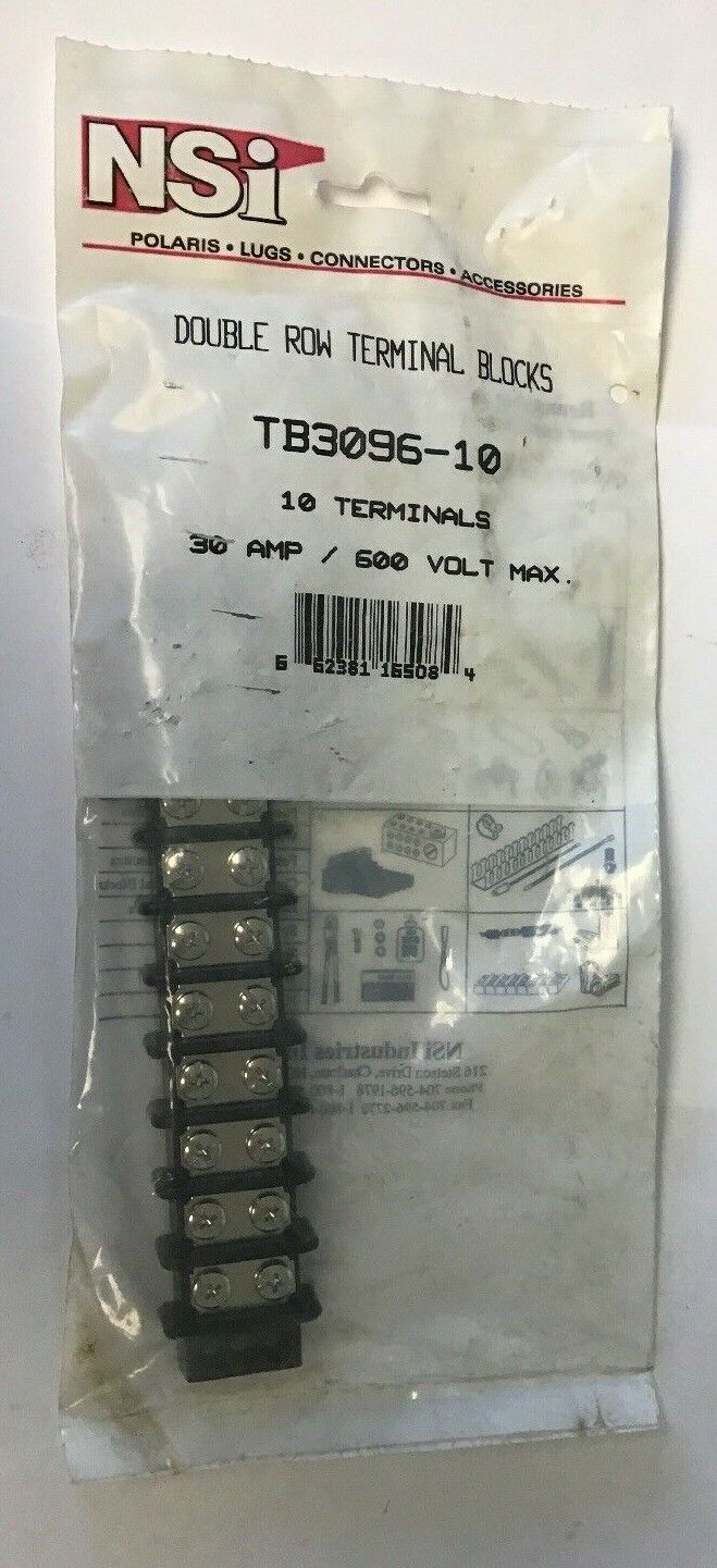 NSI DOUBLE ROW TERMINAL BLOCKS TB3096-10 10 TERMINALS 30AMP/600VOLT